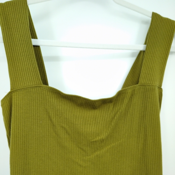 Reformation Laurena Ribbed Knit Dress Green Mini Dress Slit Women's Medium - Picture 4 of 8